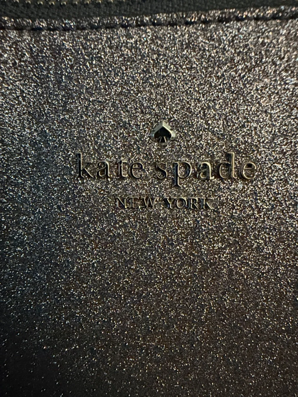 Kate Spade blue  Metallic Glitter Shoulder Tote with navy blue handle and strap. - Picture 4 of 11